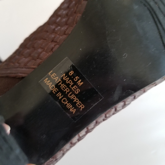 John David Naples Brown Leather Heels Mules 8.5 - Picture 6 of 8